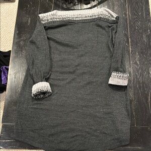 New York & Company Gray Off-the-Shoulder Sweater